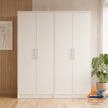 Tủ quần áo gỗ MDF 4 cánh màu trắng hiện đại