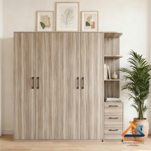 Tủ quần áo gỗ MFD có kệ trang trí - ngăn kéo
