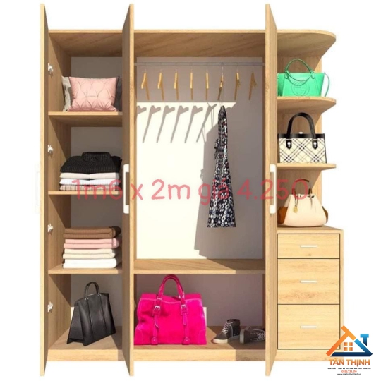 TỦ ĐỰNG QUẦN ÁO GỖ MDF MẪU MỚI NT-1102
