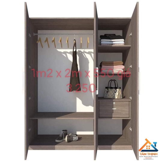 TỦ ĐỰNG QUẦN ÁO GỖ MDF NT-6513