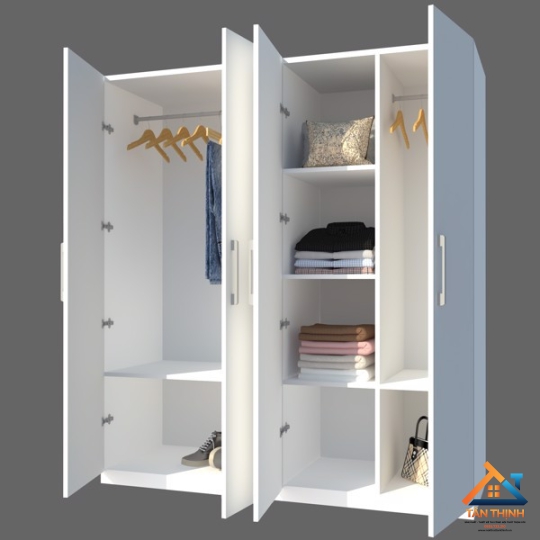 TỦ ÁO 4 CÁNH THIẾT KẾ CÓ NGĂN KÉO