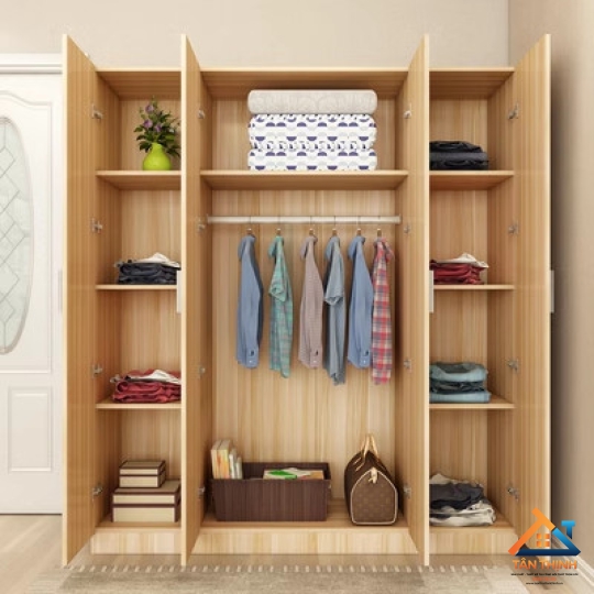 TỦ ÁO 4 CÁNH THIẾT KẾ CÓ NGĂN KÉO