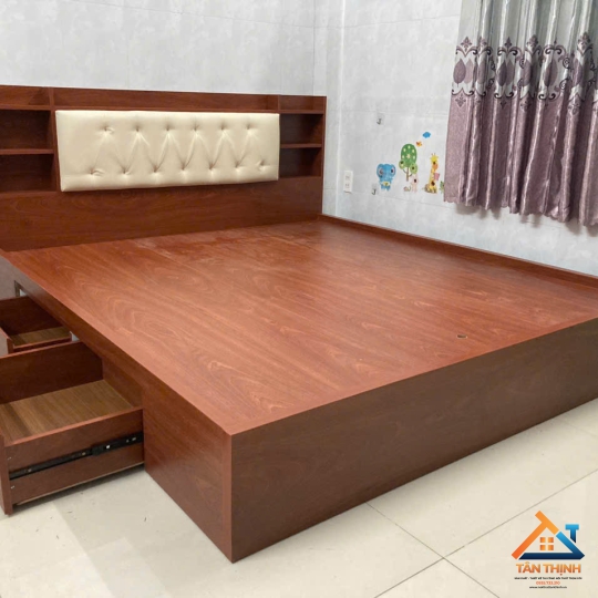 GIƯỜNG NGỦ GỖ MDF MẪU MỚI MÀU GỖ NT-607
