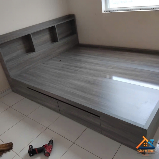 GIƯỜNG NGỦ GỖ MDF MẪU MỚI MÀU GỖ NT-6003